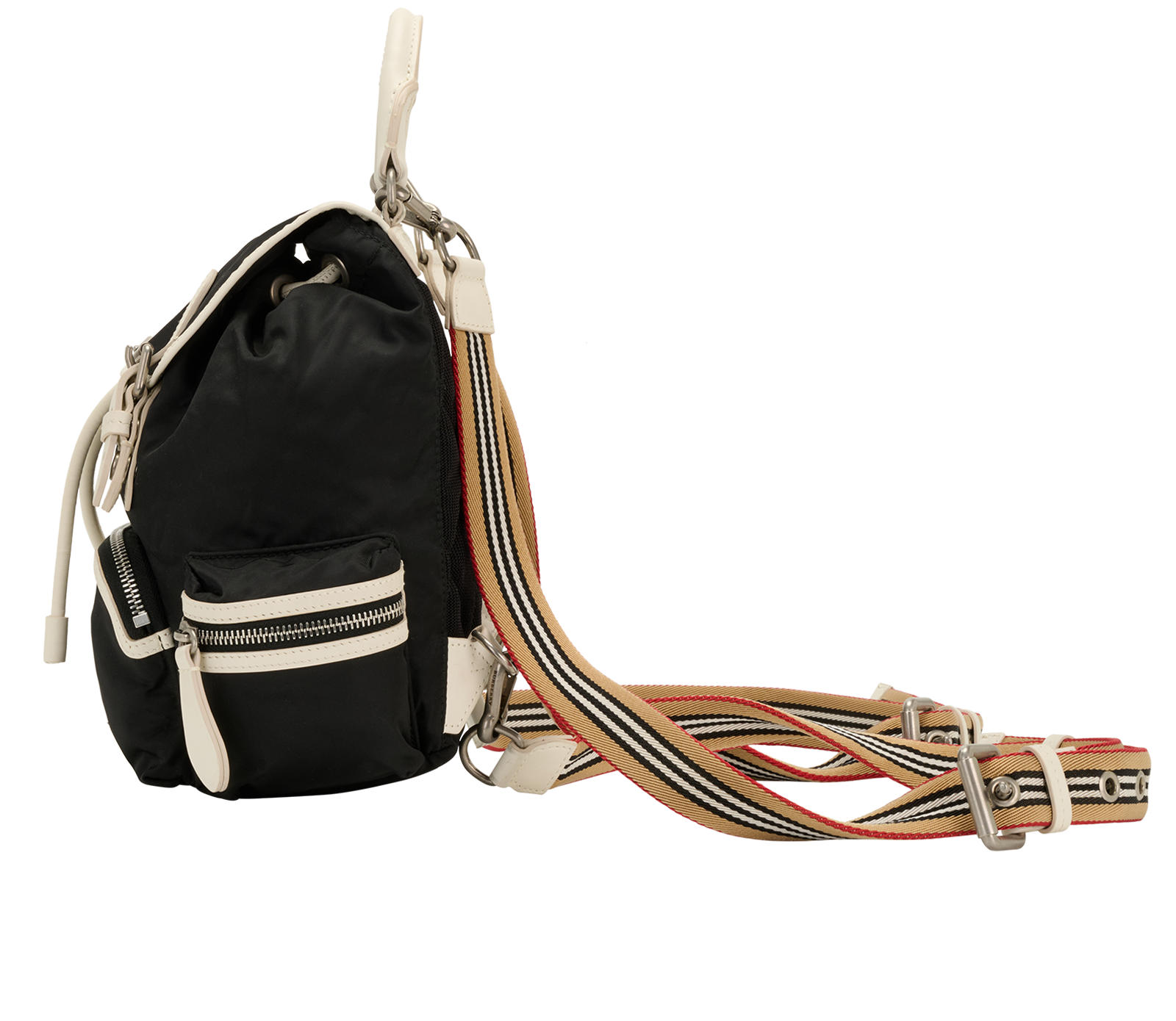 Contrast-Trimmed Backpack, &pound;250, Handbags, Black, Nylon, Bottom view